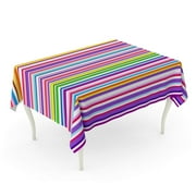 SIDONKU Colorful Striped Abstract Variable Width Stripes for Rainbow Color Tablecloth Table Desk Cover Home Party Decor 52x70 inch