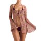 thumbnail image 2 of SAYOO - Camisa de playa con amarre para mujer, estampado floral/manga acampanada de color sólido con cuello cuadrado SAYOO Moda, 2 of 5