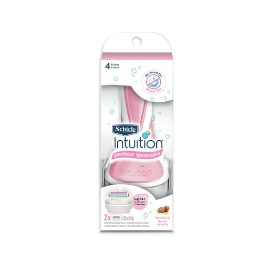 Schick Intuition Advanced Moisturizing Womens Razor with Shea Butter, 1 Razor and 2 Refill Cartridges