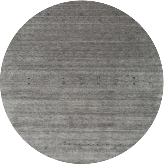 Ahgly Company Indoor Round Contemporary Gunmetal Gray Abstract Area Rugs, 6' Round