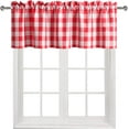 thumbnail image 2 of Buffalo Plaid Curtains Valances for Windows - Red and White Christmas Semi Sheer Checkered Rod Pocket Valance for Living Room, Farmhouse, Bedroom, 52 x 18 Inches Length, 1 Panel, 2 of 6