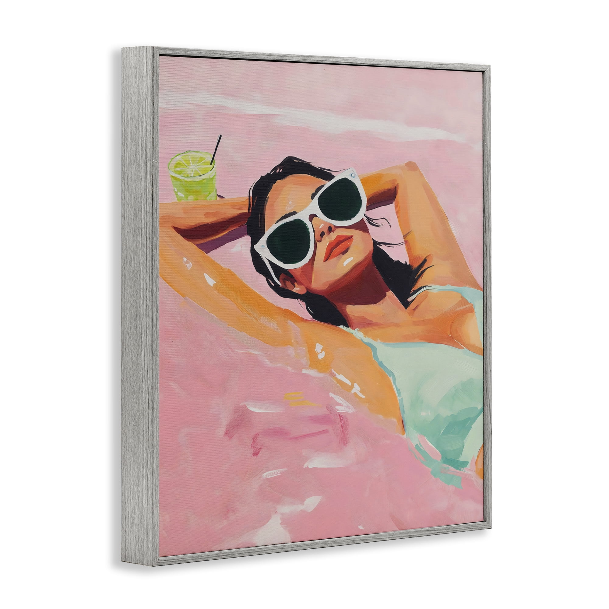 Stupell Industries Trendy Summer Girl Gray Framed Giclee Art, design by The Prints Vibe