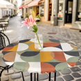 thumbnail image 6 of Mid Century Color Block Geometric Round Fitted Tablecloth with Elastic Edge,Waterproof Table Cloth Fits Tables Up to 45"-54",Wipeable Washable Table Cover for Indoor Outdoor,Colorful Nordic Style, 6 of 9