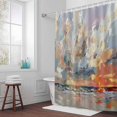 thumbnail image 5 of Abstract Summer Beach Fabric Shower Curtain Art Painting Landscape Washable Shower Curtains for Bathroom, Waterproof Bath Curtain with Hooks Home Decor 72x72in, 5 of 8