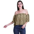 thumbnail image 1 of Moomaya Womens Printed Off The Shoulder Crop Top Flounce Sleeve Summer Clothing Boho Blouse, 1 of 6