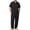 Black, variant on Awwp Men's Linen 2 Piece Outfits Short Sleeve Shirts & Long Pants Set Casual Loose Summer Matching Vacation Suit Black Size: L