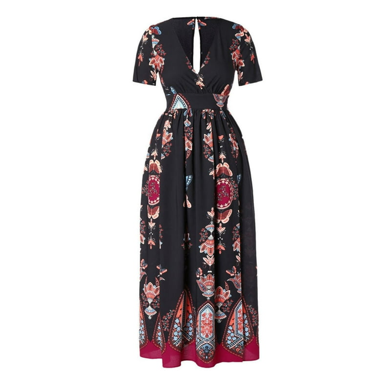 Summer Pleated Butterfly Patterned Maxi Dress Summer Pleated Butterfly Patterned Maxi Dress