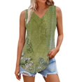 thumbnail image 2 of Bovemsi Women's Short Sleeved T Shirt Print Vest 2025 Loose Casual V Neck Shirt Flowing Sleeveless Summer Top, Green Women's Summer Tank Tops, S, 2 of 5