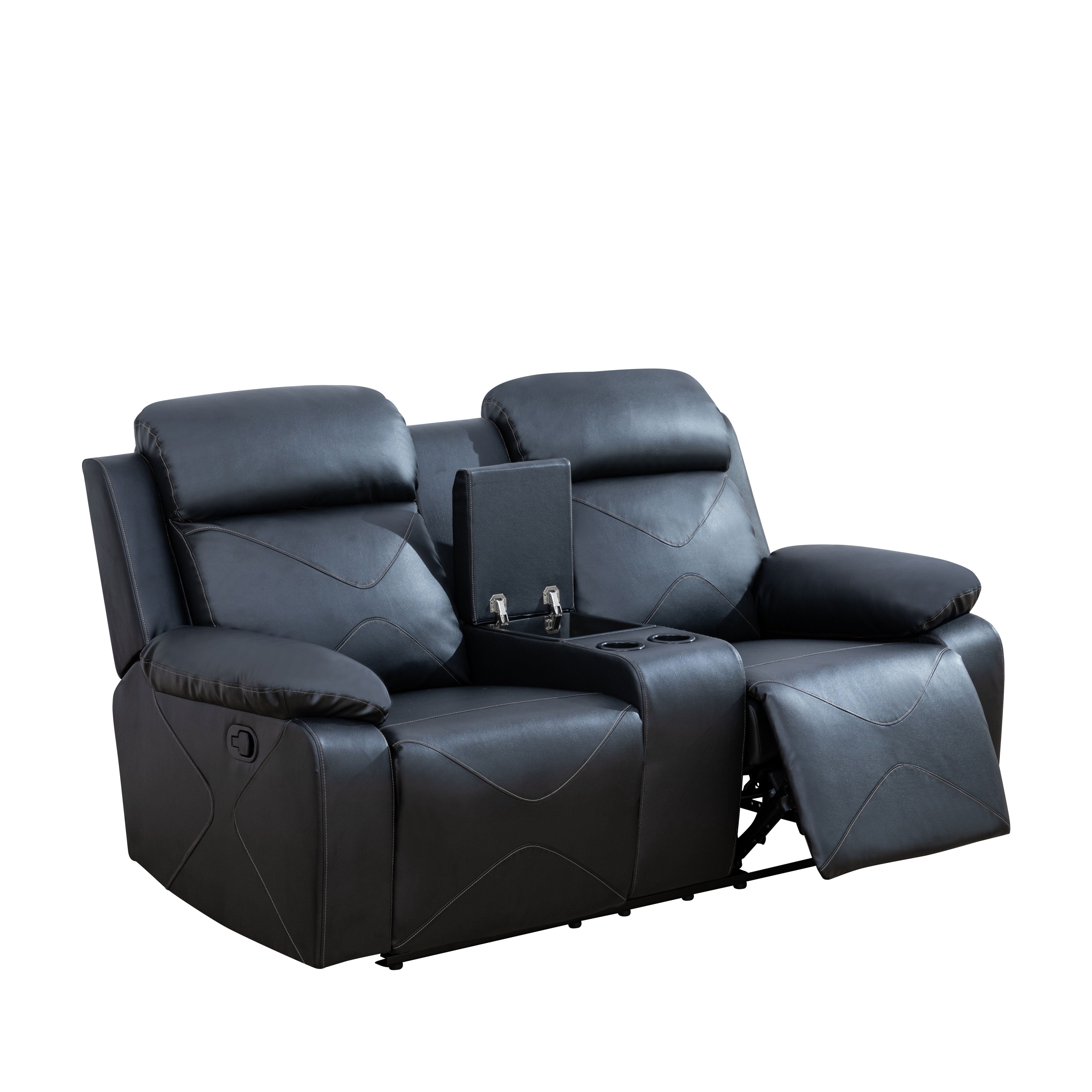 MAYEERTY Modern Breathable & Stylish Sofa Breathing Leather 3 - Piece Couch Set for Living Room，Black