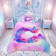 thumbnail image 2 of meiyoeat Flower Butterfly C Initial Rainbow Twin Duvet Cover, Watercolor Galaxy Stars Twin Bedding for Girls, Colorful Star Reversible, 2 Pieces, 1 Duvet Cover and 1 Pillowcase, 2 of 6