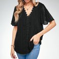thumbnail image 3 of TUGOXIE Ruffle Cute Tops Black Boho Loose Fit Casual V Neck XL, 3 of 7