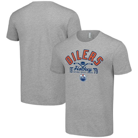 Men's Starter  Heather Gray Edmonton Oilers Half Puck T-Shirt