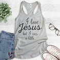 thumbnail image 2 of I Love Jesus But I Cuss A Little Tank Top, Ladies Racerback Tank Top, Cute Jesus Tank, Christian Tank, Silver Gray, X-Large, 2 of 3