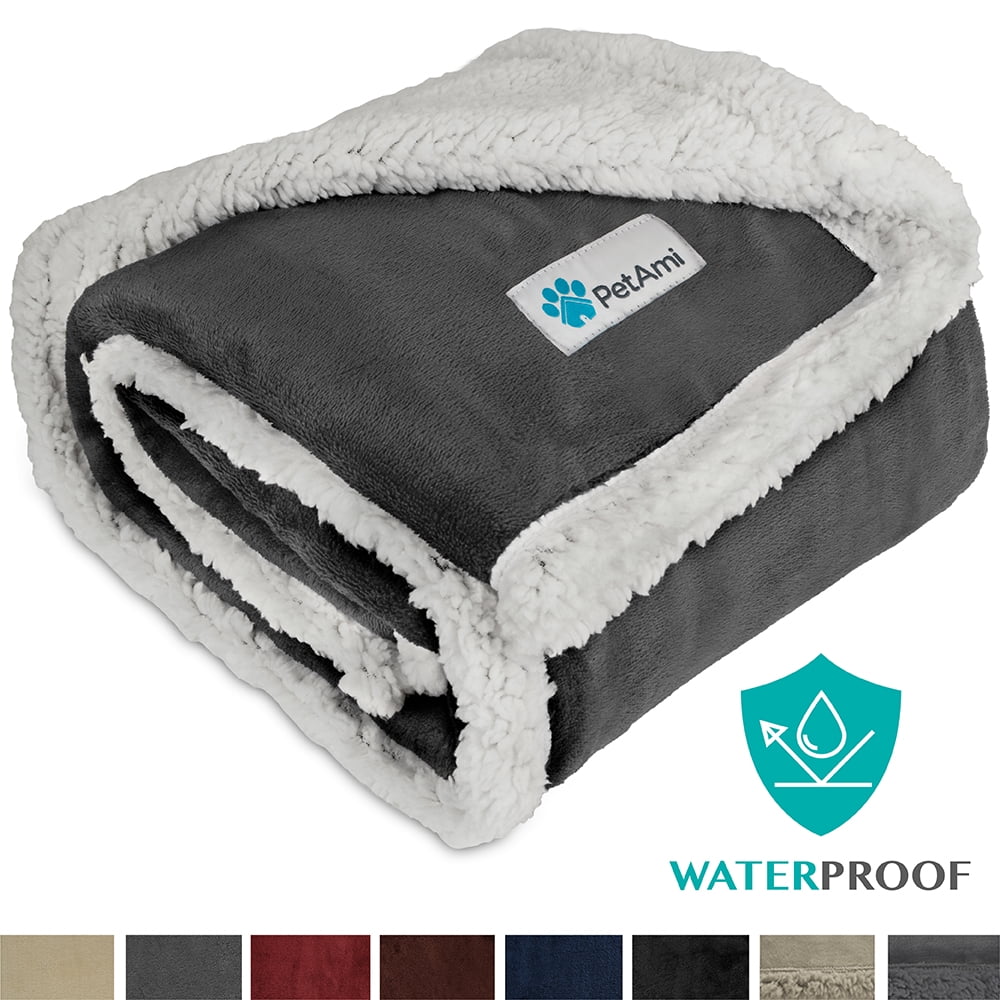 PetAmi WATERPROOF Dog Blanket for Medium Dogs, Puppies, Small Cats Soft Sherpa Fleece Pet