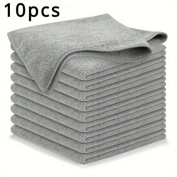 10-Pack Microfiber Cleaning Cloths – Reusable Absorbent Towels for Streak-Free Cleaning of Kitchens, Bathrooms, Cars, Windows and Household Surfaces