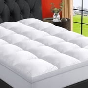 EMONIA 100% 400TC Mattress Topper Queen for Back Pain Relief, Extra Thick Cooling Mattress Pad, Mattress Protector Pillow Top Mattress Cover with 8-21" Deep Elastic Pocket, Soft Comfort(White,Queen)