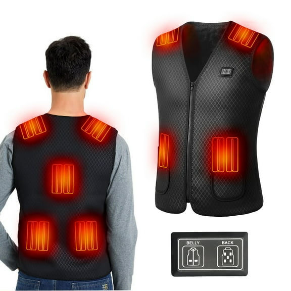 Sojoy Heated Vest for Men Women Winter Warm Outdoor USB Charging Electric Heating Vest Heating Vest for Hiking Skiing Hunting Outdoors 7 Heated Zones(Battery Not Included) Black XL
