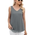 thumbnail image 3 of Asklazy Women's Tank Tops Sleeveless Chiffon Blouse Business Casual Flowy Tops for Women,Mother's Day,Grey,L, 3 of 7