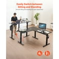 thumbnail image 2 of VEVOR L Shaped Desk, Electric Adjustable Height Corner Gaming Desk with Dual Hooks and Wheels, Heavy Duty Carbon Steel L-Shaped Computer Table with Power Strip for Home Office, Easy to Assemble, 2 of 9