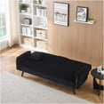 thumbnail image 6 of Black Corduroy 3-Seater Sofa Bed, Convertible Backrest with Cup Holders, Modern Minimalist Design for Living Room and Bedroom, 6 of 10