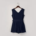 thumbnail image 5 of Wycnly Womens Jumpsuits Casual Button Down Pocket Tank Short Jumpsuit with Belt Trendy Plain V-Neck Sleeveless Mini Summer Rompers Navy m, 5 of 6