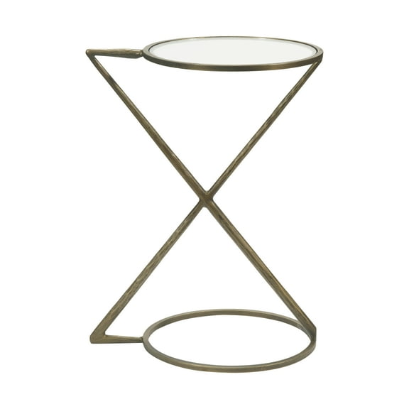 Home Fare Iron Side End Table with Glass Top