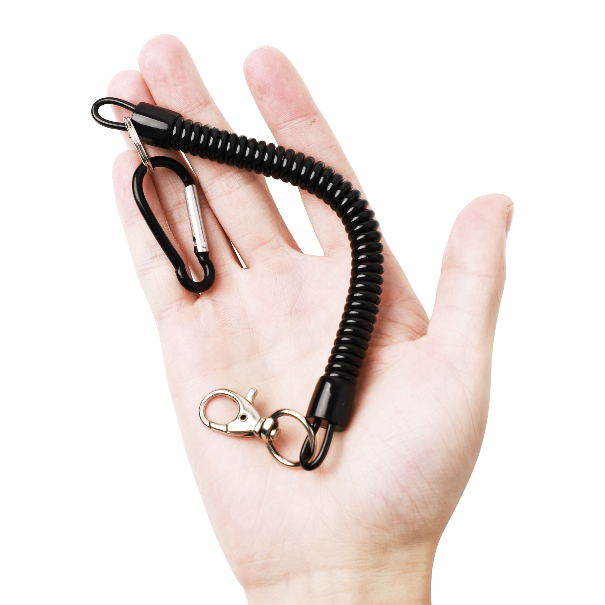 Unique Bargains Spiral Fishing Lanyard Retractable Spring Coiled Cord Keychain for Fishing