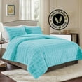thumbnail image 2 of Elegant Comfort Luxurious Fluffy 3-Piece Faux Rabbit Fur Comforter Set - All Season Warm Down Alternative - Ultra Soft, Plush Micro-Mink 3PC Bedding Set with Matching Shams, California King, Aqua, 2 of 5