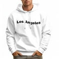 thumbnail image 2 of Men's 100% Cotton Los Angeles Letters Hoodie 330g Heavy Pocket Hood, 2 of 15