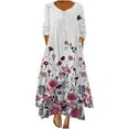 thumbnail image 1 of Vestido Irregular Vestido Floral Impreso Suelto Mujeres Informales Casco Manija Larga Vestidos de Larga Impresa en V de Cuello en V Odeerbi ODB113720, 1 of 8
