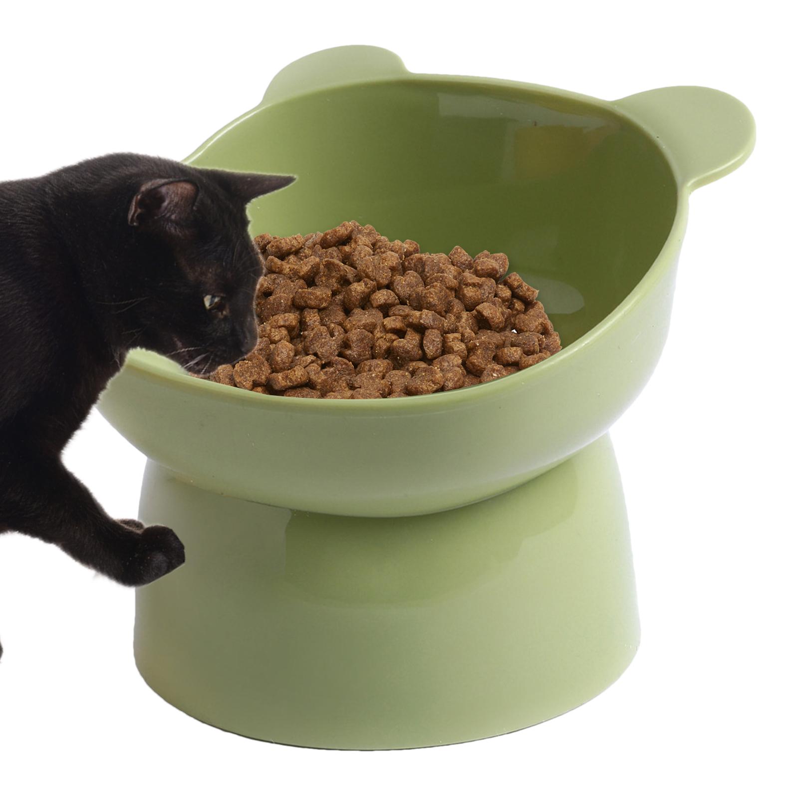 Elevated Cat Bowls, Tilted cat Food Bowls, 15°Tilted Raised Cat Food and  Water Bowls, Customized Height Wall Mounted Elevated Pet Feeder，Bamboo