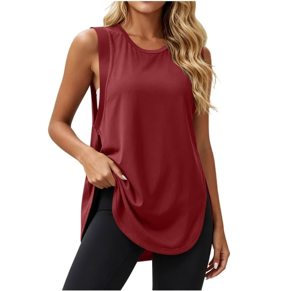 fatyb Workout Tank Tops for Women Open Side Sleeveless Yoga Shirts Loose Athletic Running Muscle Tee
