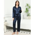 thumbnail image 3 of Silk Satin Pajama Set for Women-Long Sleeve Thermal Nightwear Set with Lace Trim,V-Neck Button Front Loungewear(2-Piece Sleepwear Set,S-XXL), 3 of 11