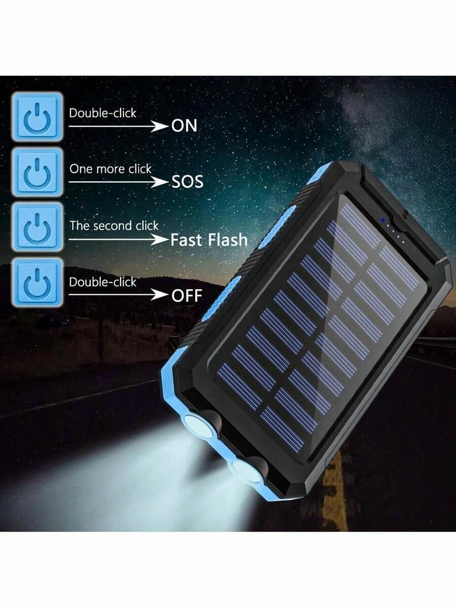 10000mAh Solar Charger Power Bank - Portable Solar Panel Charger with QC3.0 Dual USB - For Phones & Devices, Travel/Camping - LED Flashlight, Great Festival Gift