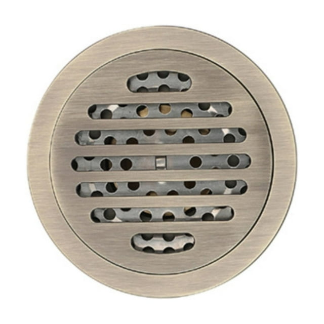 Desagüe de ducha redondo de 4 pulgadas con cubierta de colador extraíble, escurridor de tierra de baño de cobre, drenaje de residuos de rejilla tallada de estilo chino