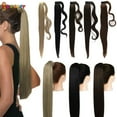 thumbnail image 1 of Spencer 24" Long Straight Clips Wig Velcro Dip Dyed Clip in Wrap Around Hair Extensions Synthetic Hairpiece "Natural Black", 1 of 8