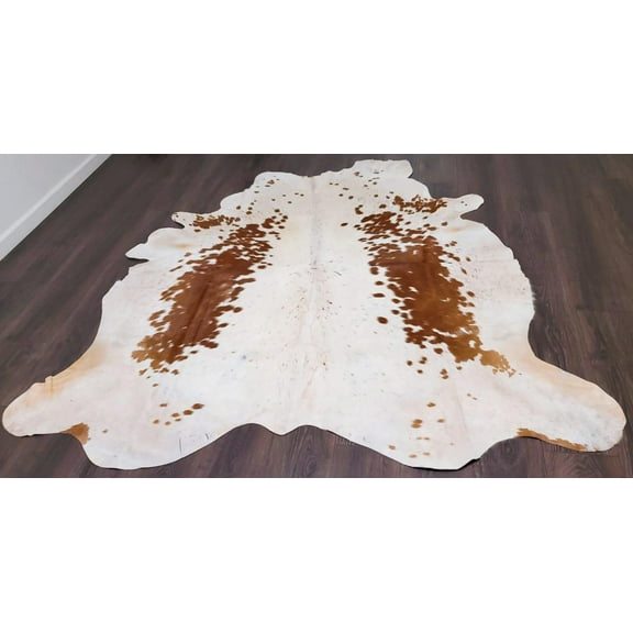 Tricolor Cow Skin Area Rug Hair on Leather Hide 6 ft X 6 ft - 36 x 36 sq.ft Approx. Multicolor