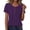 Purple, variant on Staron Summer Tops for Women Casual Button Down Shirt Fold Detail Short Sleeve Printed Blouse Party Vacation Fashion Top, Black 3XL