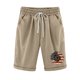 thumbnail image 1 of Pantalones cortos de lino y algodón de talla grande con estampado de bandera de verano para mujer con cinco puntos Pompotops ulkah937647, 1 of 6