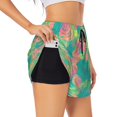 thumbnail image 2 of Bixox Women's Colorful Palm Leaves pattern 2 in 1 Running Shorts - Lightweight Athletic Workout Gym Yoga Shorts Liner with Pockets - X-Large, 2 of 7