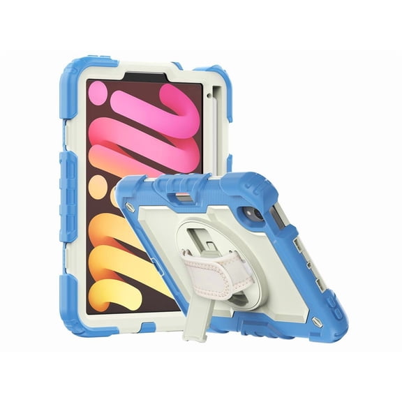 Case for iPad mini 7 (A17 Pro) 2024 / Mini 6 2021 8.3 inch Shockproof cover for iPad Mini 6 with Screen Protector Pencil Holder Stand and /Shoulder Strap