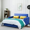 thumbnail image 2 of Convertible Sofa Bed with Pull Out Bed - 54" Tufted Velvet Loveseat Sleeper Sofa, Dark Blue, 2 of 6