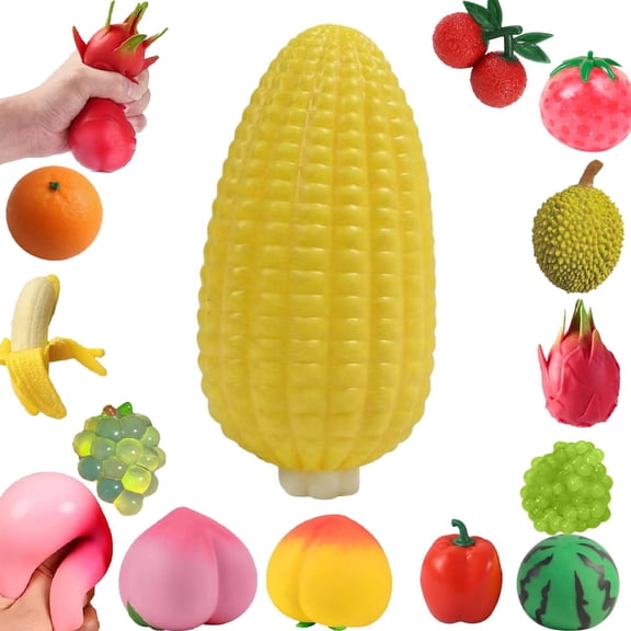 Fruit and Vegetable Battle,Fruit Squeezable Toys, Soft Slow Rising Squeeze Stress Relief Fidget Toys(corn)