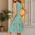 thumbnail image 5 of WTOBBY Women's Casual Summer Dress V-Neck Sleeveless Floral Print Pleated Hem Dress with Elastic Waist for Daily Comfort and All-Day Wear,Mint GreenXL, 5 of 5