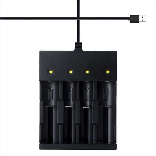 Cargador de Batería 4Bay Smart 18650, Cargador Universal para Linternas de Iones de Litio de 3,7 Voltios, Baterías Recargables 18650 para Faros Delanteros