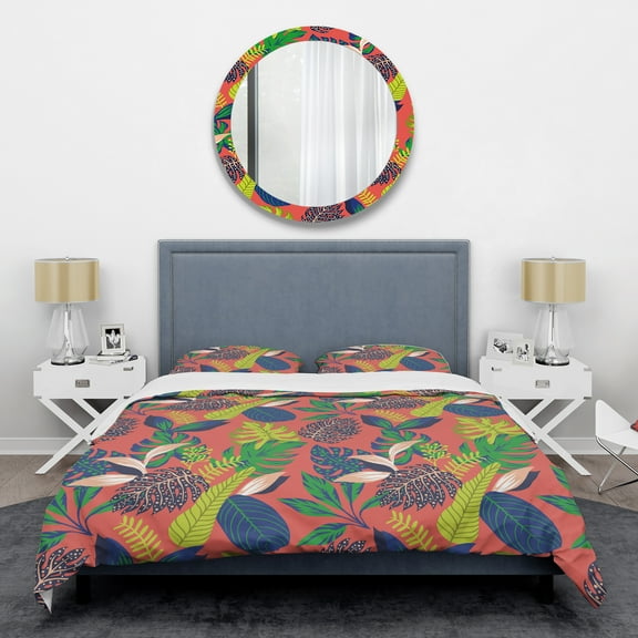 Designart 'Retro Tropical Leaves I' Mid-Century Modern Duvet Cover Set