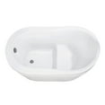 thumbnail image 2 of Kingston Brass VTRS523030M8 52" Acrylic Oval Single Slipper Freestanding Tub with Overflow/Drain Assembly and Integral Seat, Glossy White/Brushed Nickel, 2 of 8