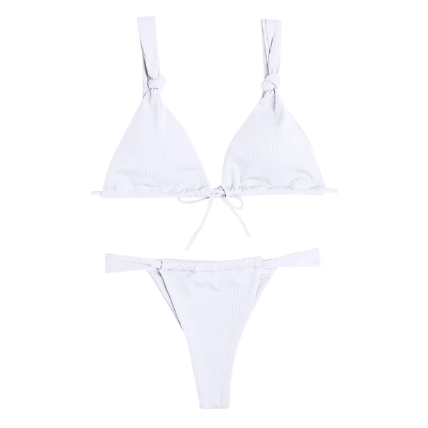 Bikini sexy de color sólido con cintura dividida para mujer a la moda Fridja nalpqowj57922