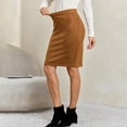 thumbnail image 6 of Gfyviroh Pencil Skirt for Women Comfy Faux Suede Slim Bodycon Skirts High Waist Stretch Office Casual Skirt, 6 of 7