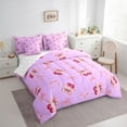 thumbnail image 3 of Manfei Boys Girls Cartoon Cherry Bow 7pcs Bedding Comforter Set,Cute Bowknot Queen Bedding Sets Super Cozy,Dreamy Princess Queen Sheet Sets,Luxury Bedroom Decor,Reversible, 3 of 8